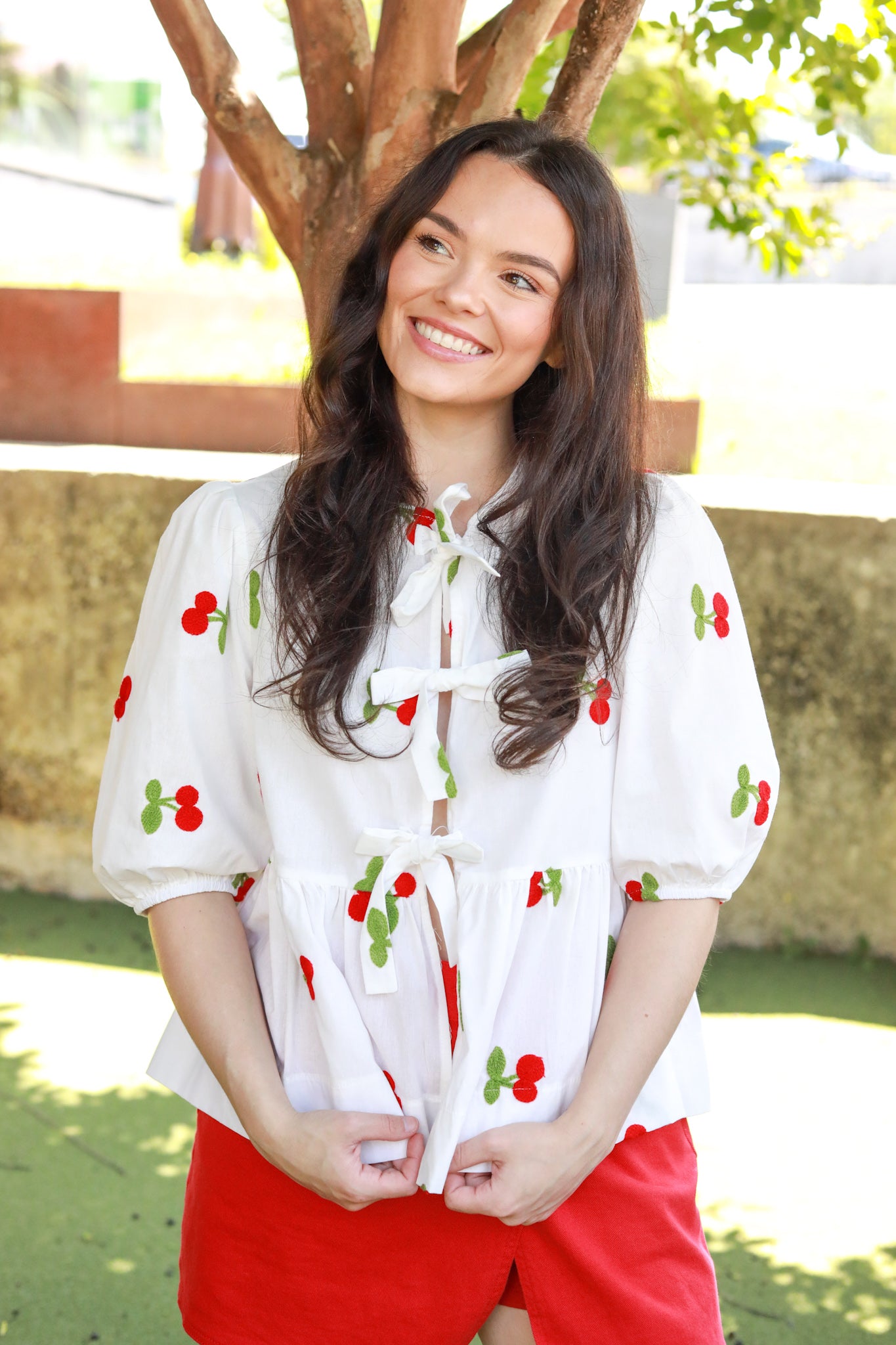 Tie Front Cherry Top