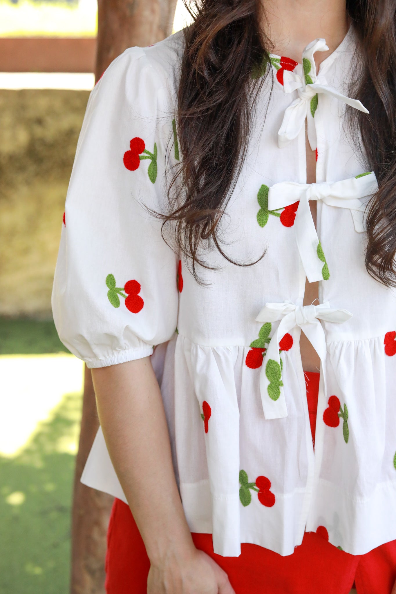 Tie Front Cherry Top