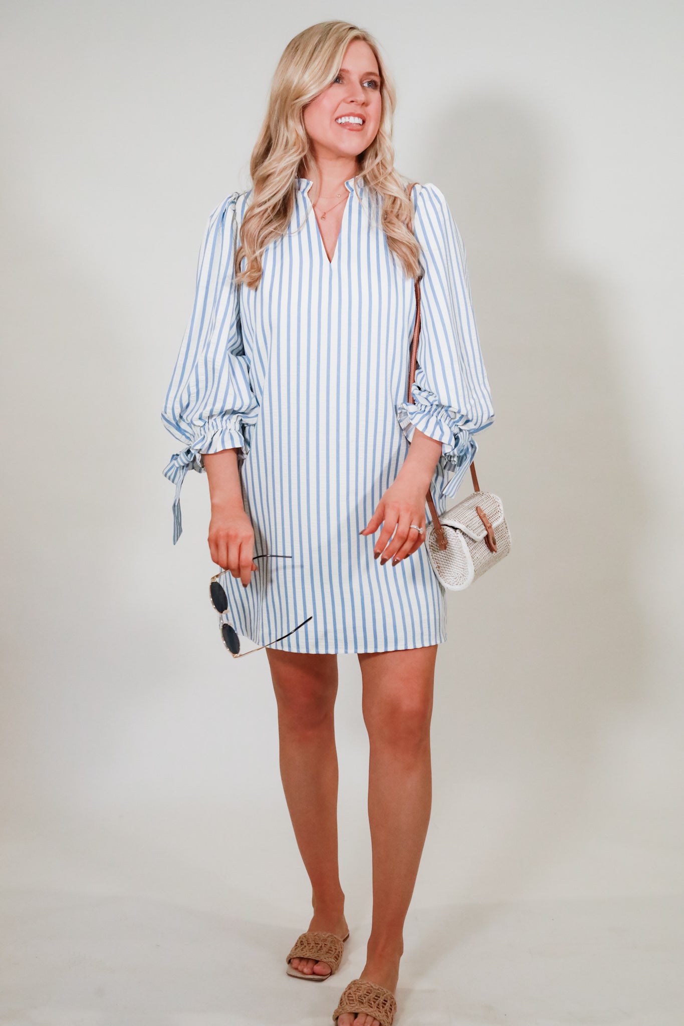 Ruffle Stripe Shift Dress