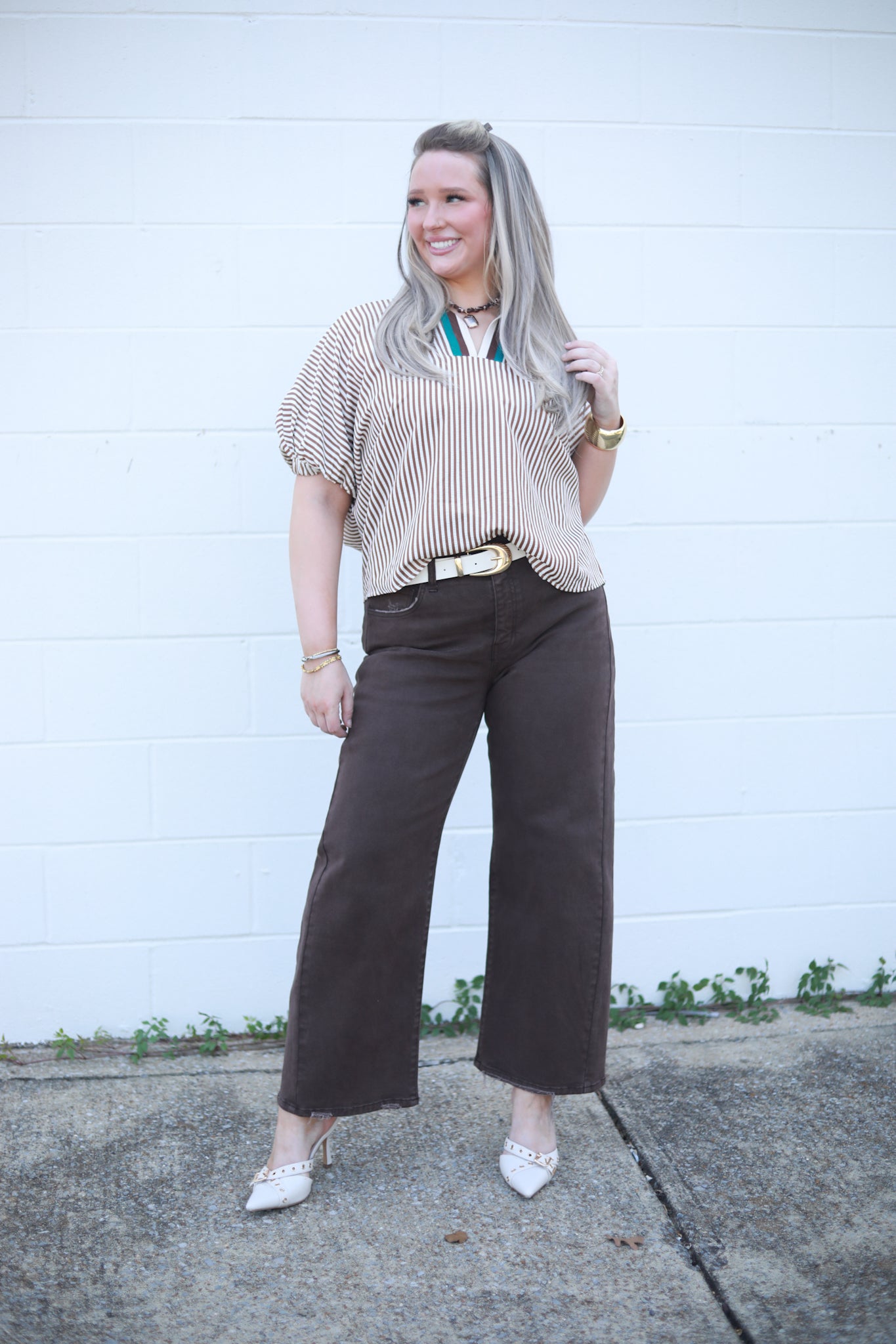 Sarah Stripe Trim Top