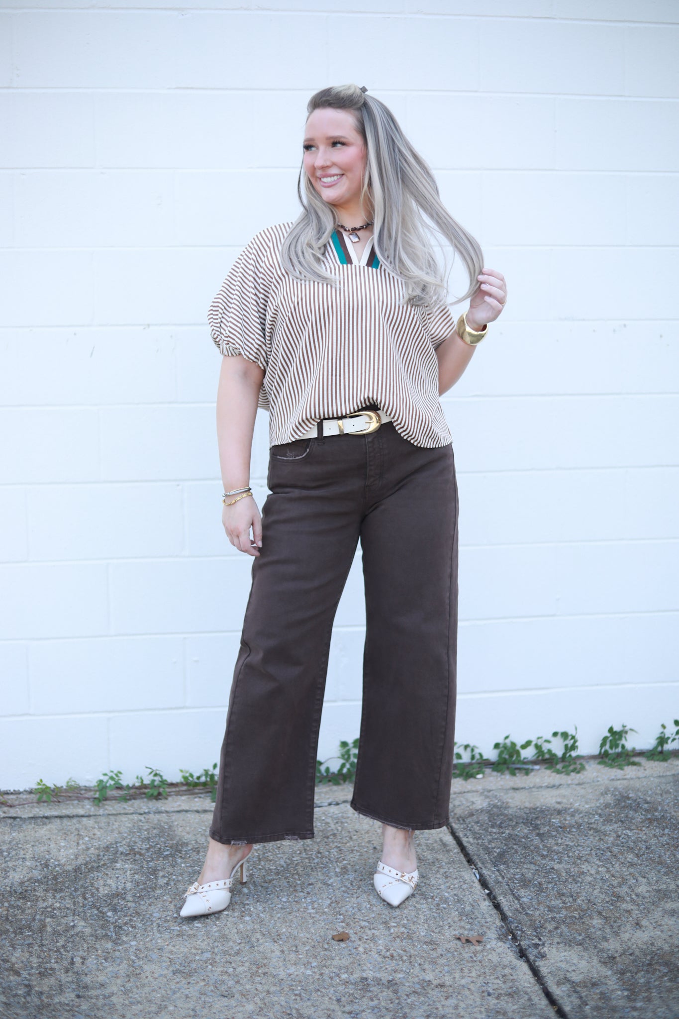 Sarah Stripe Trim Top