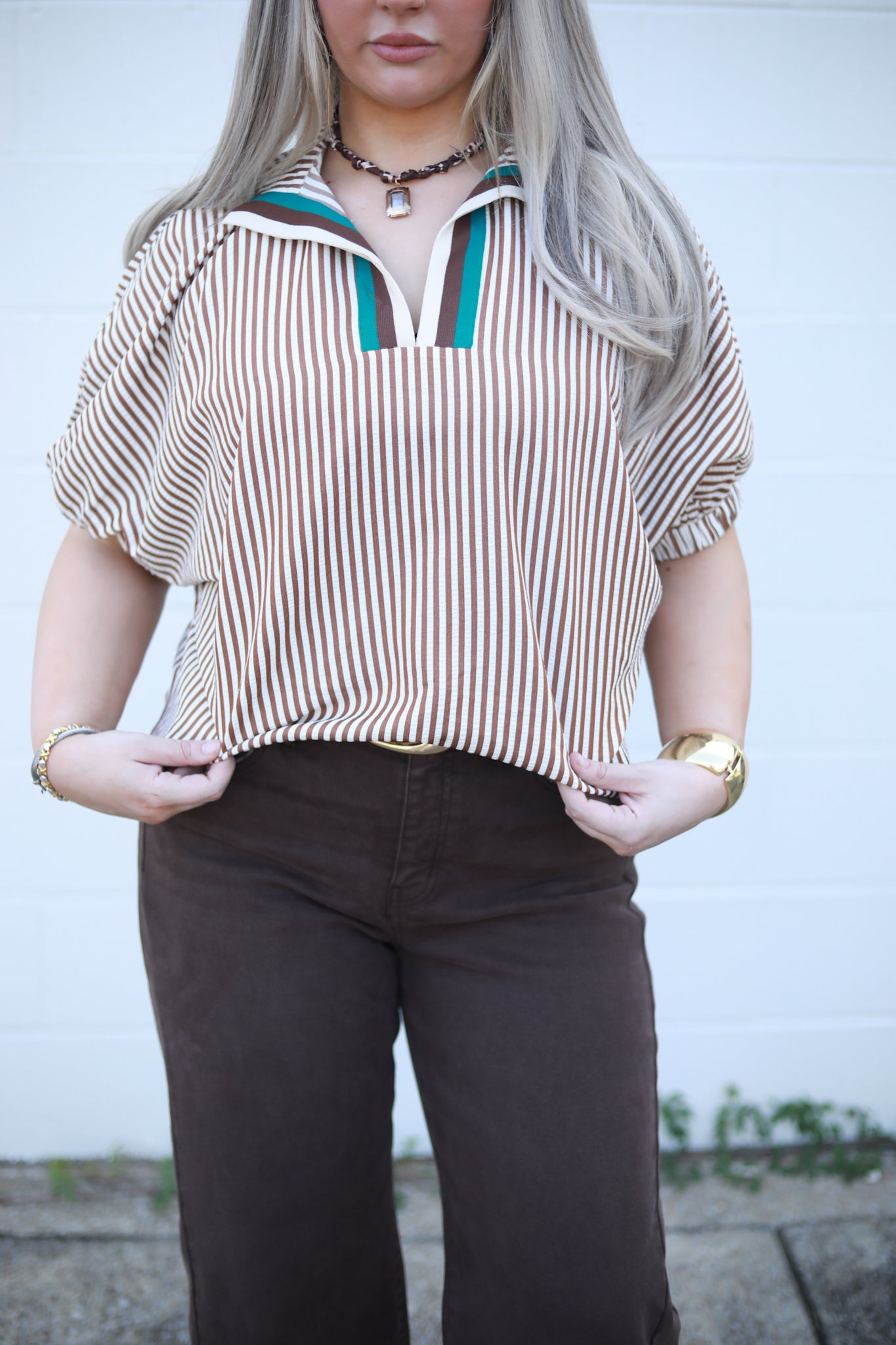 Sarah Stripe Trim Top