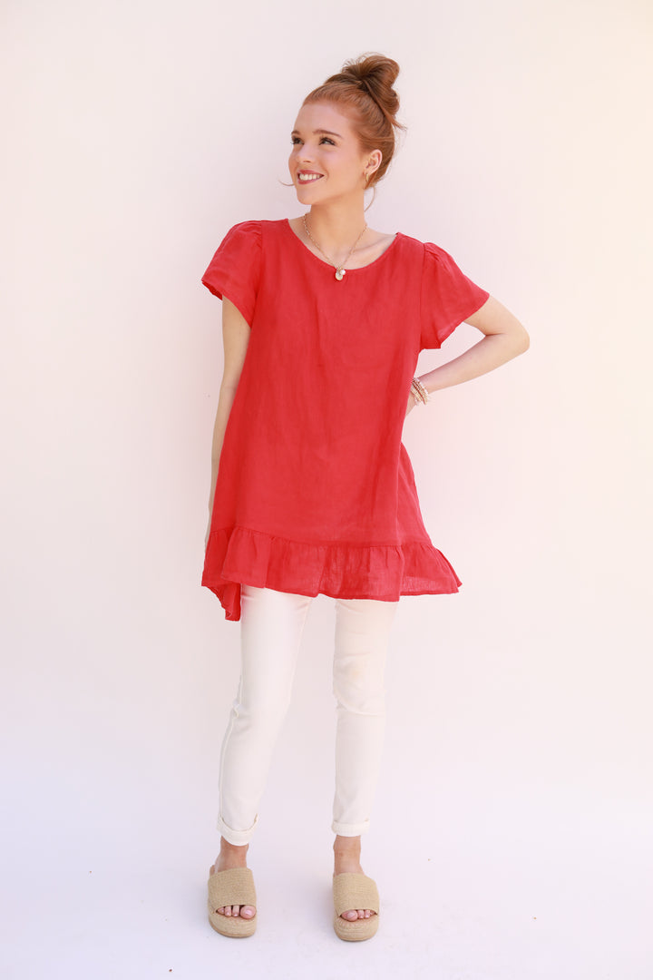 Flutter Sleeve Linen Top