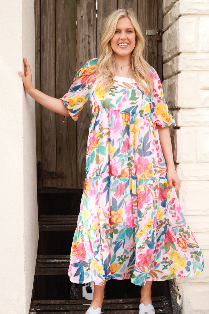 Fun Floral Puff Sleeve Dress