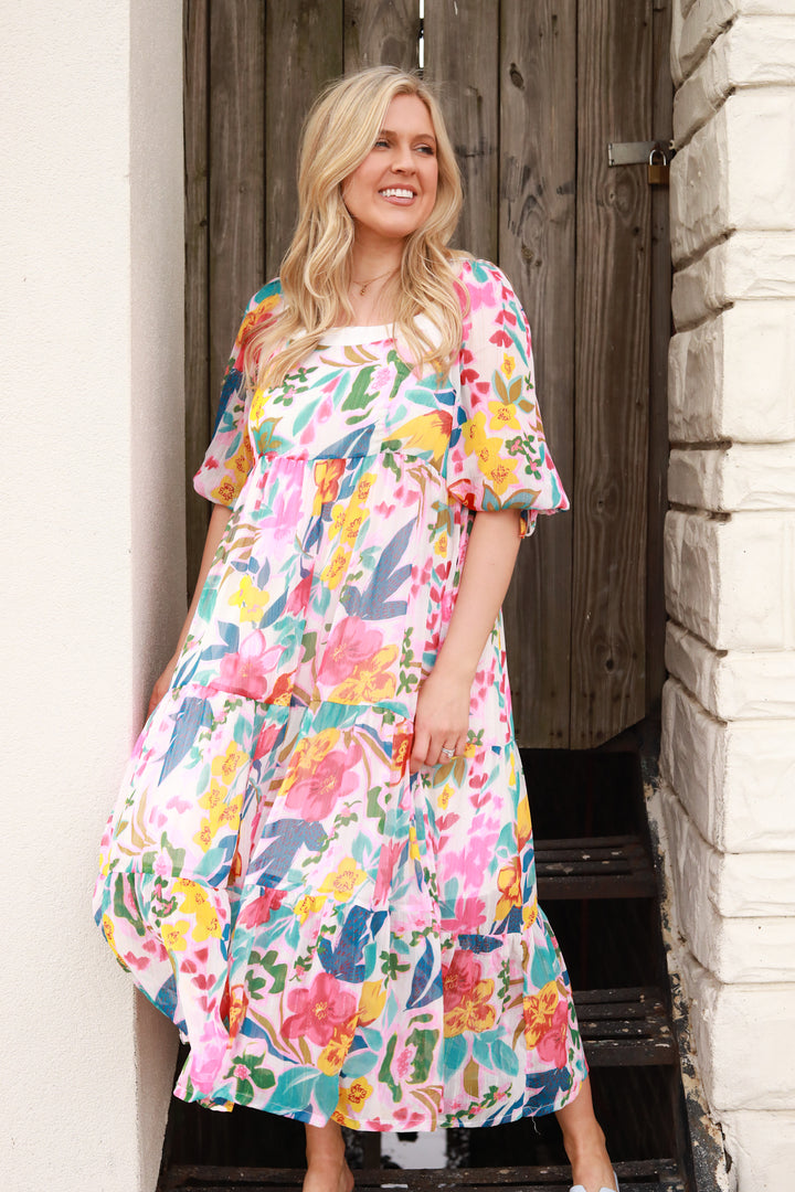 Fun Floral Puff Sleeve Dress