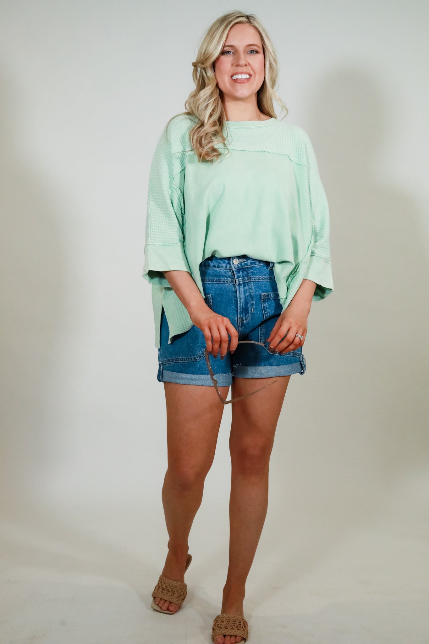 Oversized Boxy Waffle Top