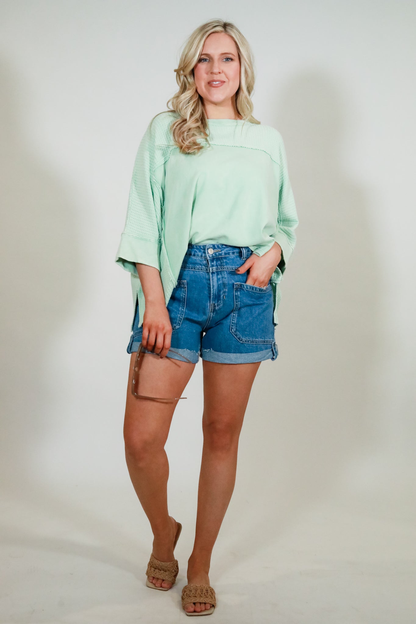 Oversized Boxy Waffle Top