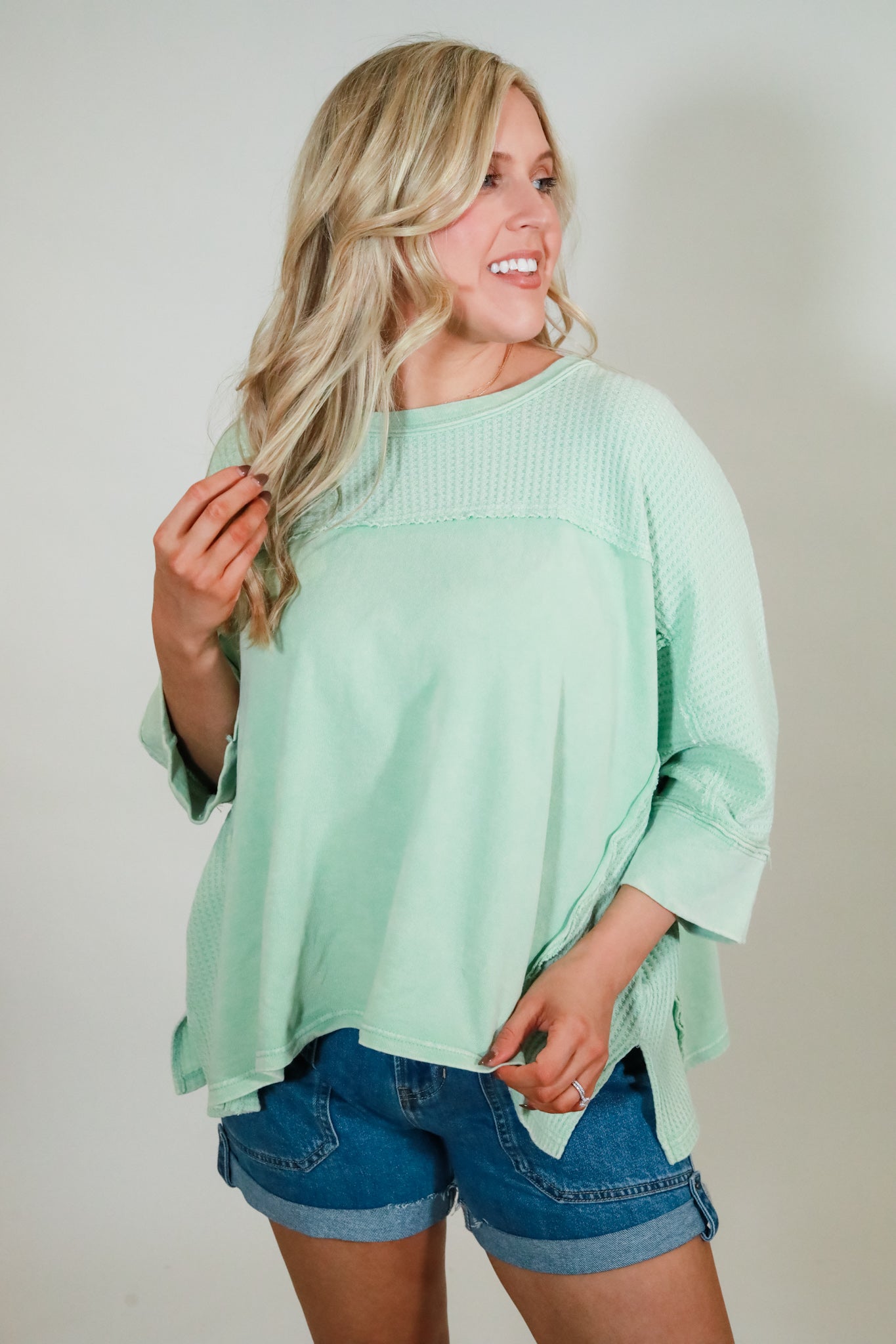 Oversized Boxy Waffle Top