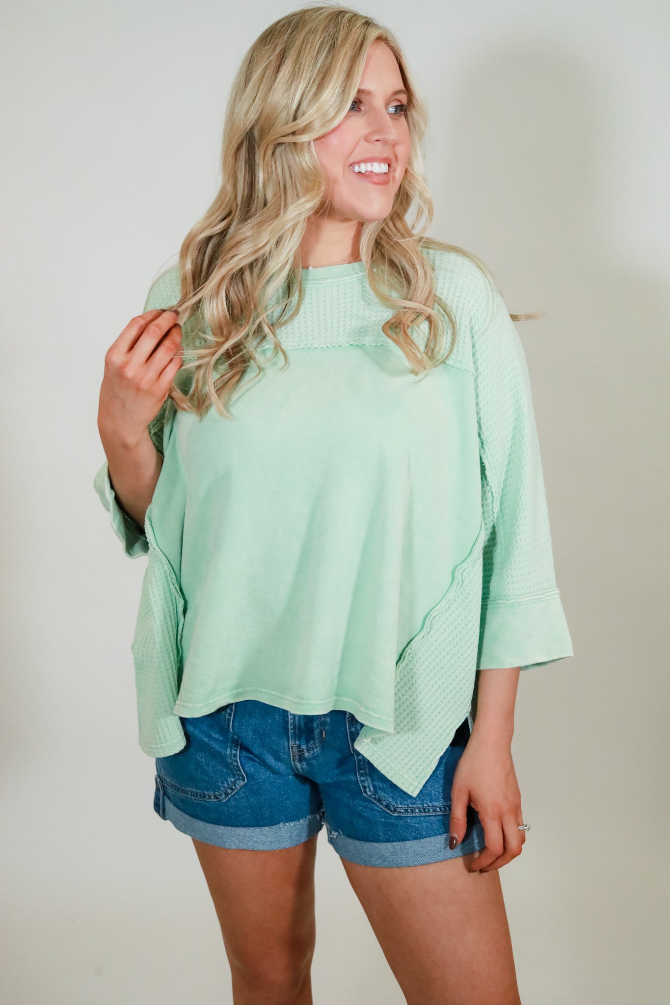 Oversized Boxy Waffle Top