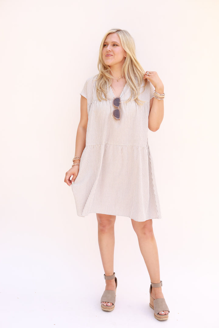 Tiered Floaty Stripe Dress