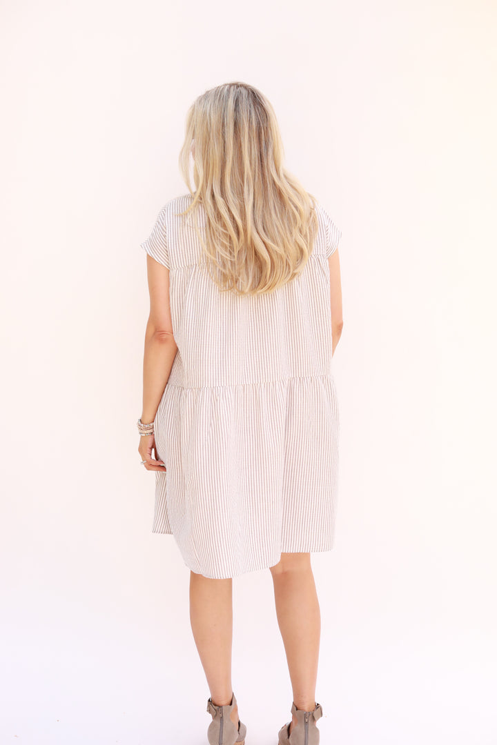Tiered Floaty Stripe Dress