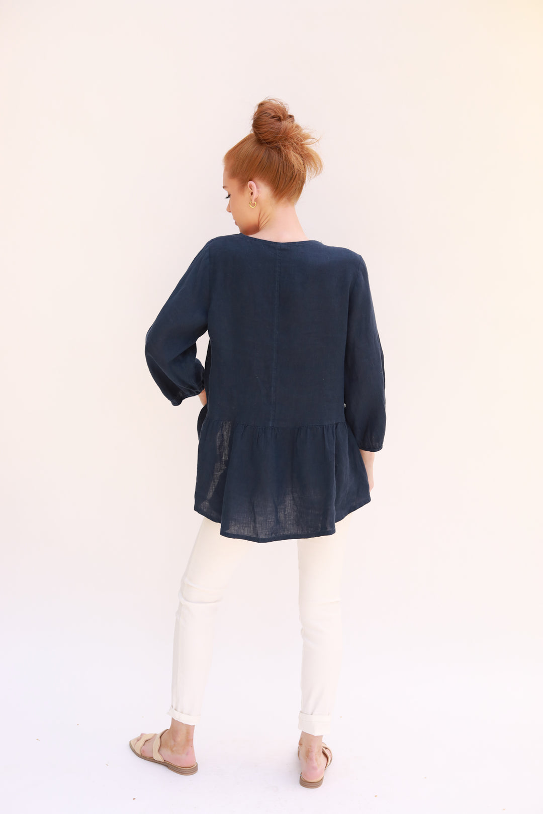 Ruffle Hem Linen Top