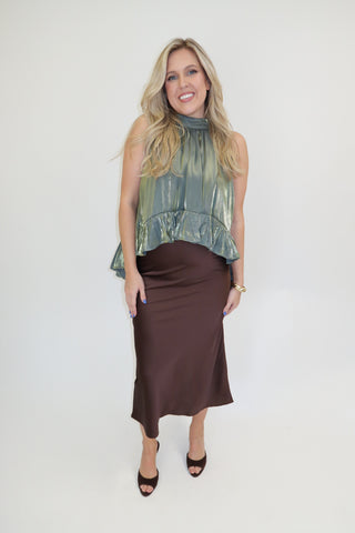 Midnight Muse Ruffle Halter Top