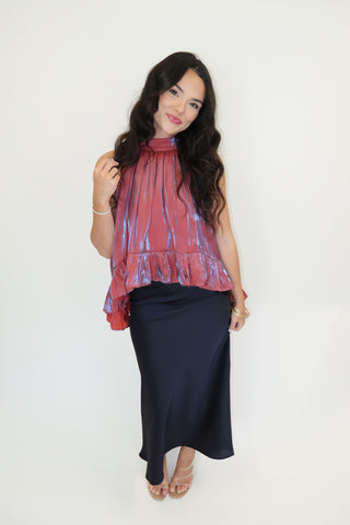 Midnight Muse Ruffle Halter Top