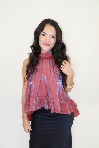 Midnight Muse Ruffle Halter Top