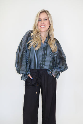 Mixing Signals Sheer Print Top - The Pink Tulip Clothing