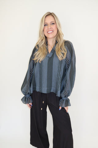 Mixing Signals Sheer Print Top - The Pink Tulip Clothing