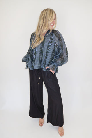 Mixing Signals Sheer Print Top - The Pink Tulip Clothing