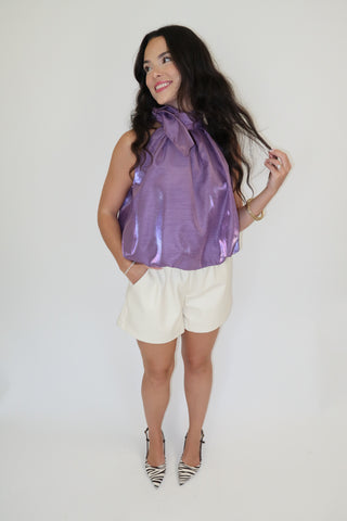 Champagne Plans Shimmer Halter Top