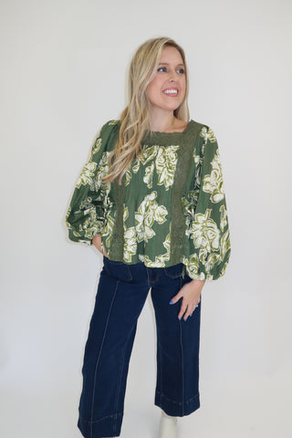 Garden Letters Floral Lace Blouse - The Pink Tulip Clothing