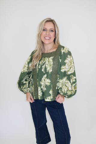 Garden Letters Floral Lace Blouse - The Pink Tulip Clothing