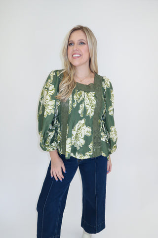 Garden Letters Floral Lace Blouse - The Pink Tulip Clothing