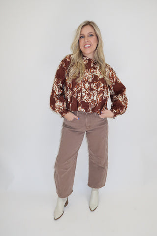 Petal Statement Floral Bubble Hem Top - The Pink Tulip Clothing
