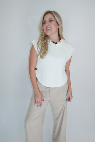 The Side Story Button Detail Sweater Vest - The Pink Tulip Clothing
