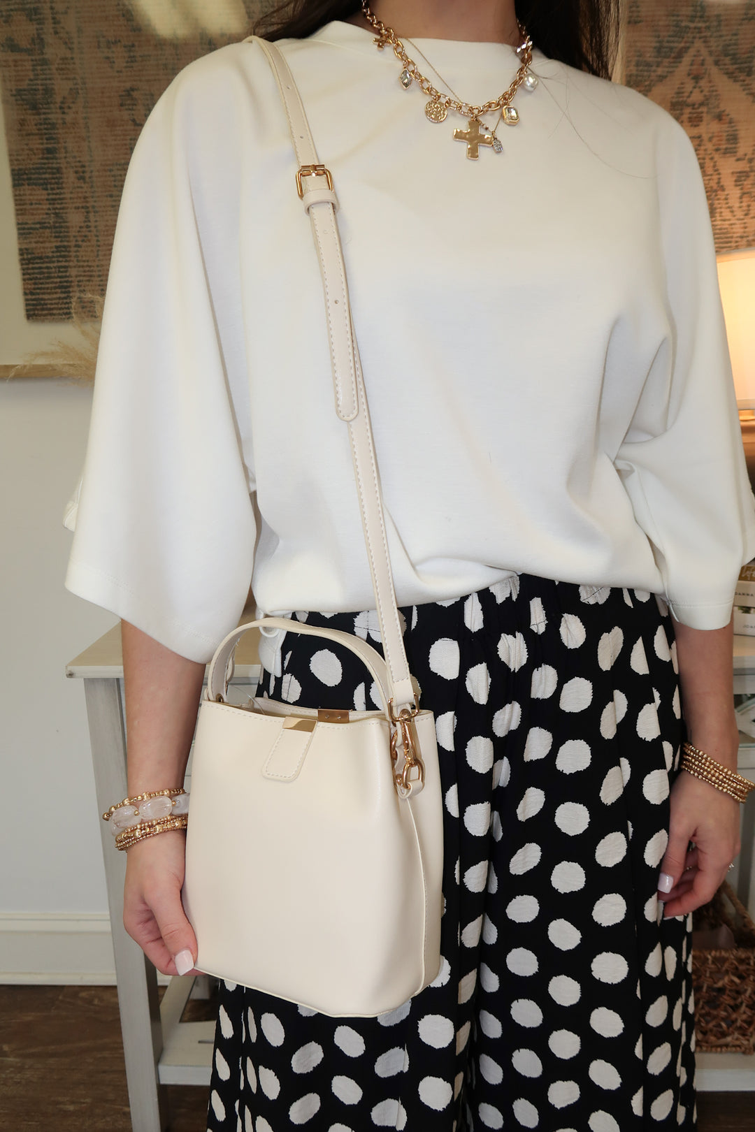 Bucket Crossbody Bag White