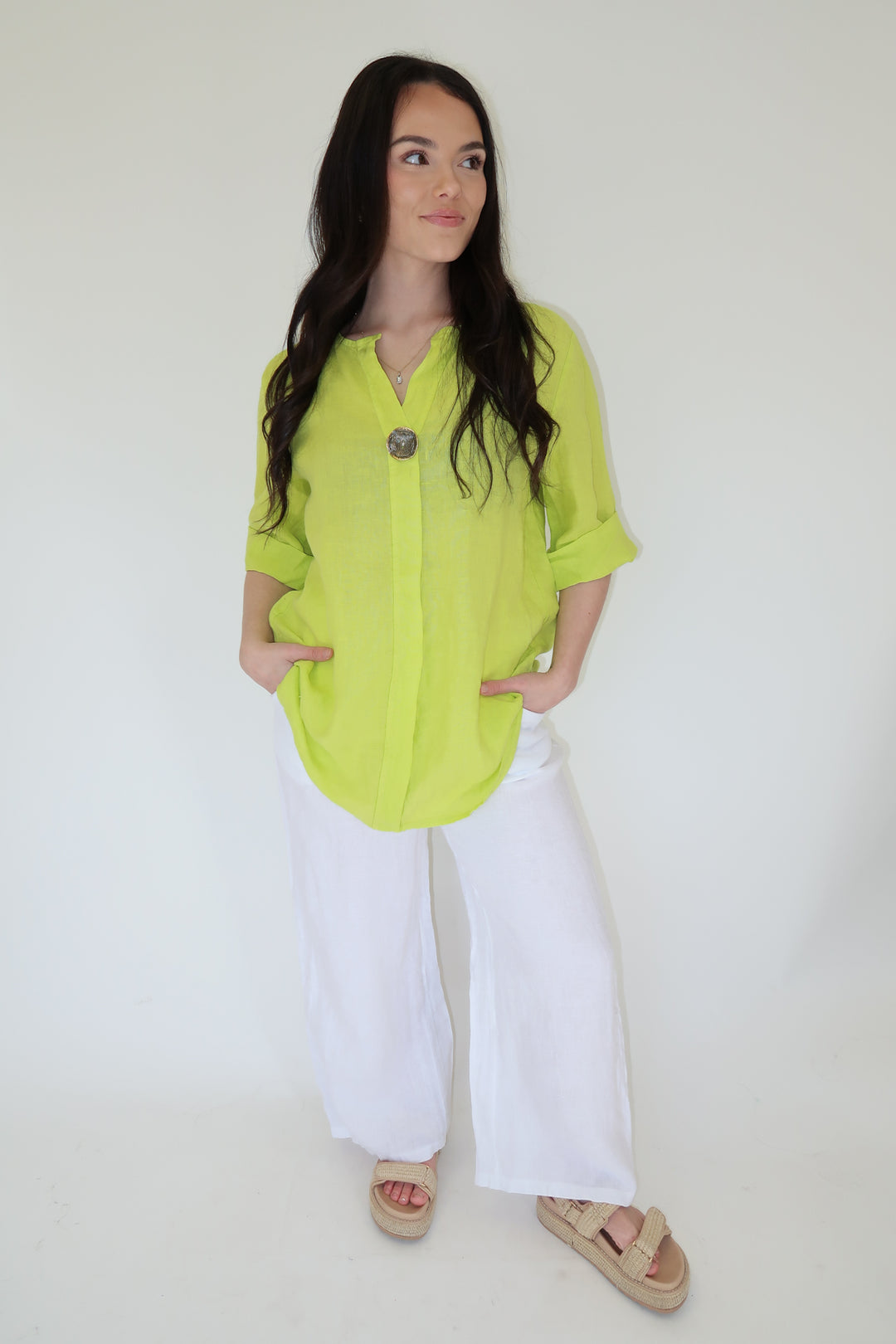 Barefoot State Linen Top - The Pink Tulip Clothing