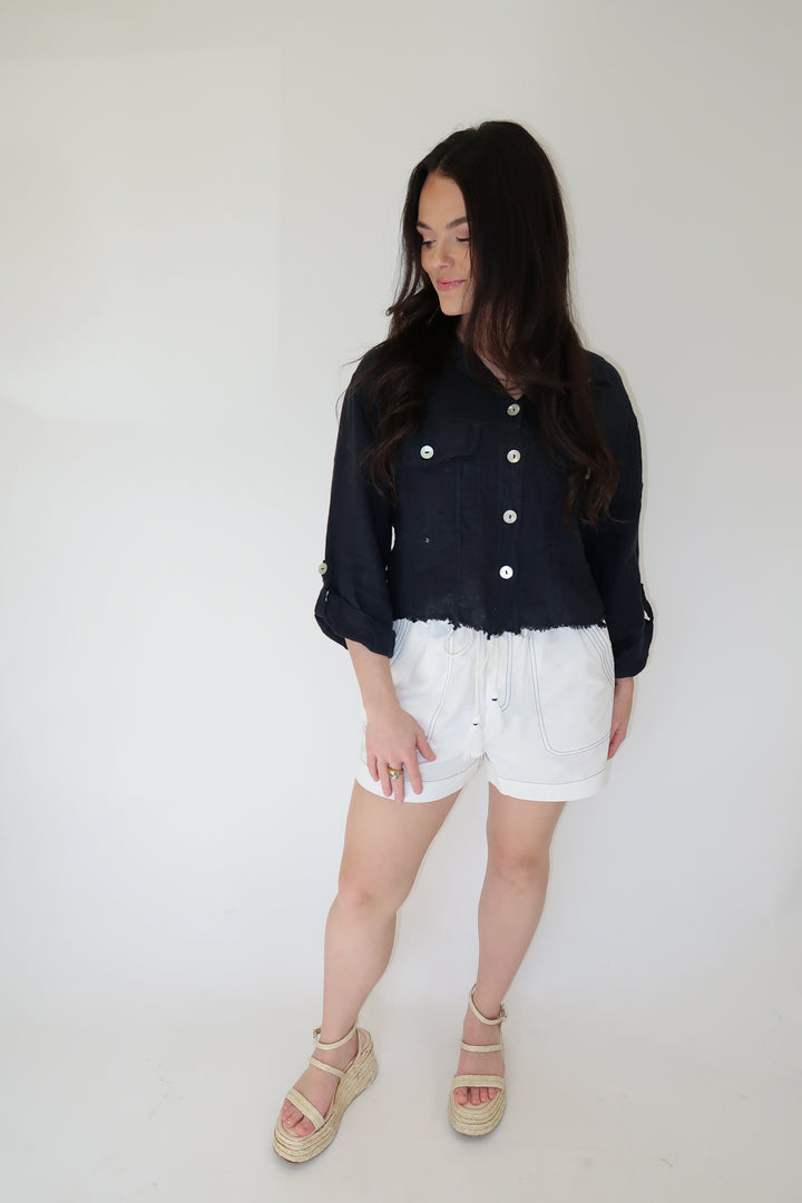 Out in the Air Linen Jacket - The Pink Tulip Clothing