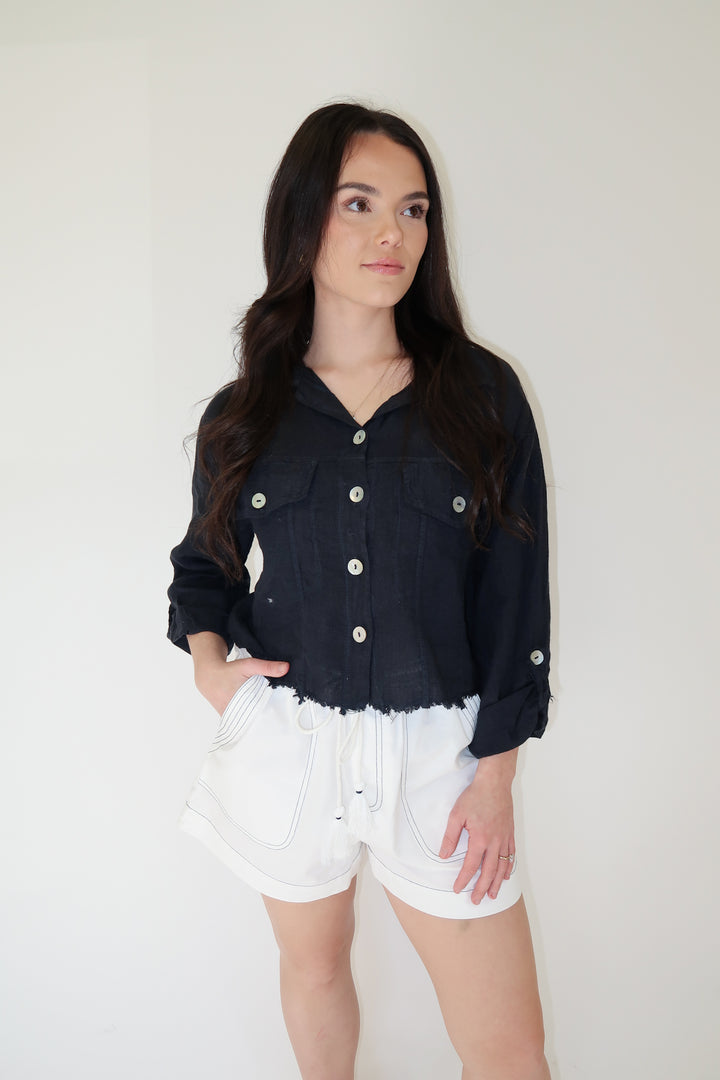 Out in the Air Linen Jacket - The Pink Tulip Clothing