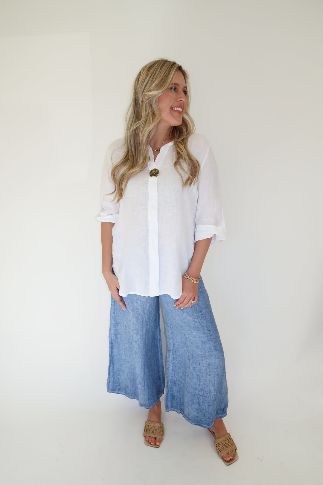 Barefoot State Linen Top - The Pink Tulip Clothing