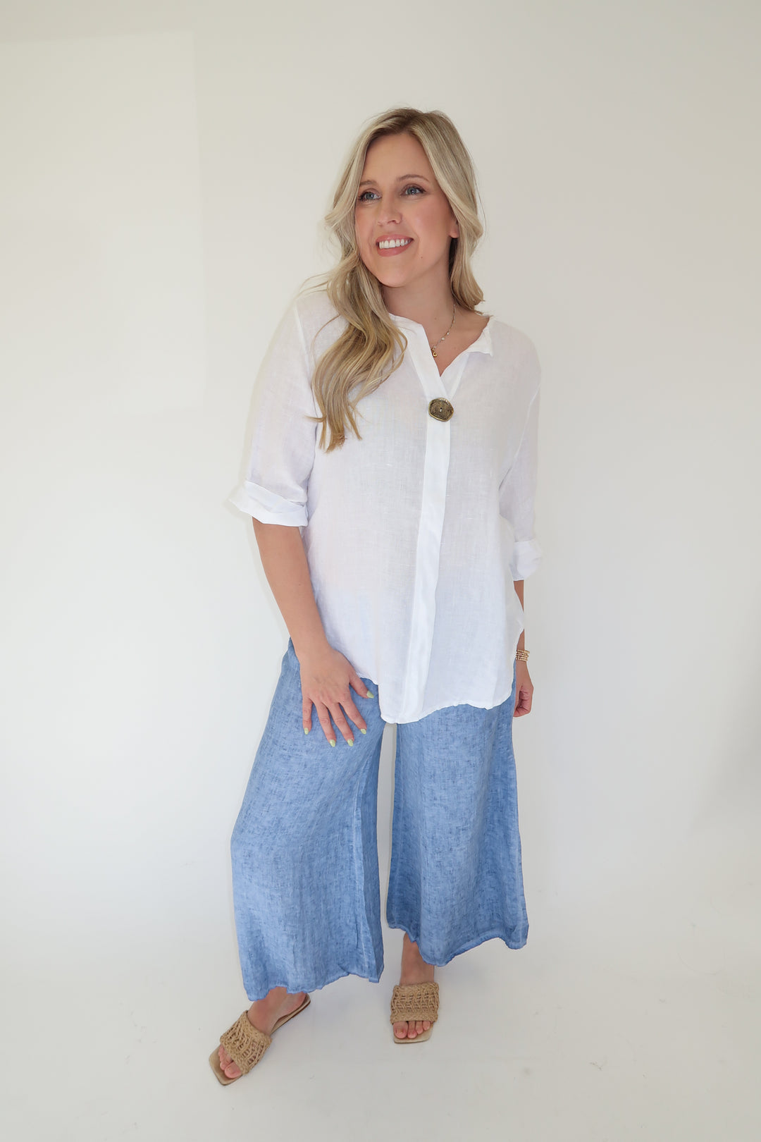 Barefoot State Linen Top - The Pink Tulip Clothing