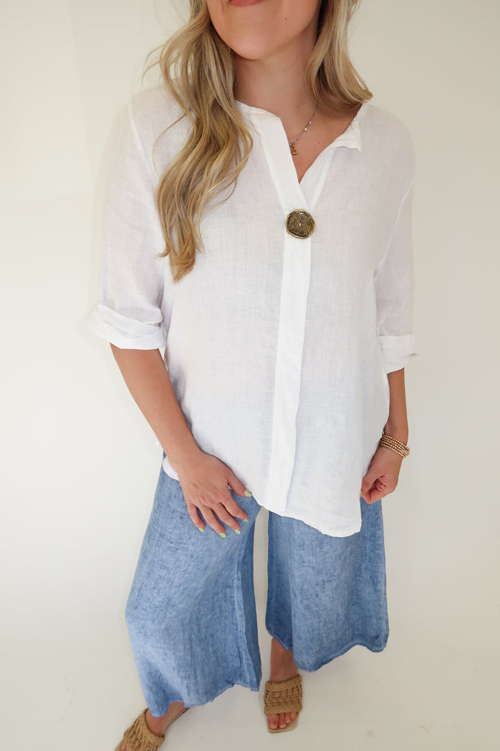 Barefoot State Linen Top - The Pink Tulip Clothing