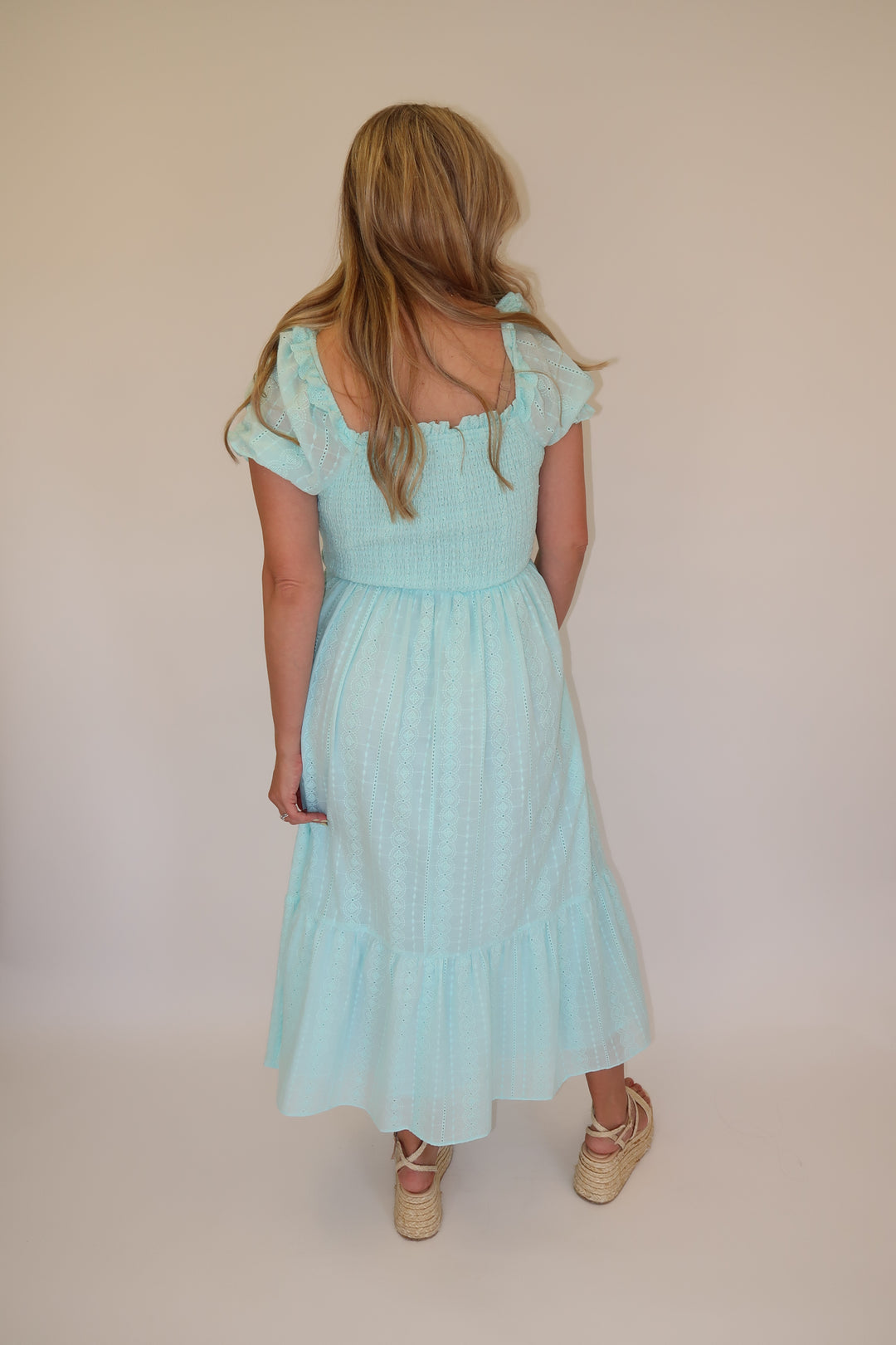 Eyelet Garden Midi Dress - The Pink Tulip Clothing