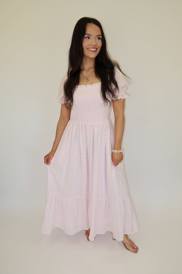 Sweet Eyelet Midi Dress - The Pink Tulip Clothing