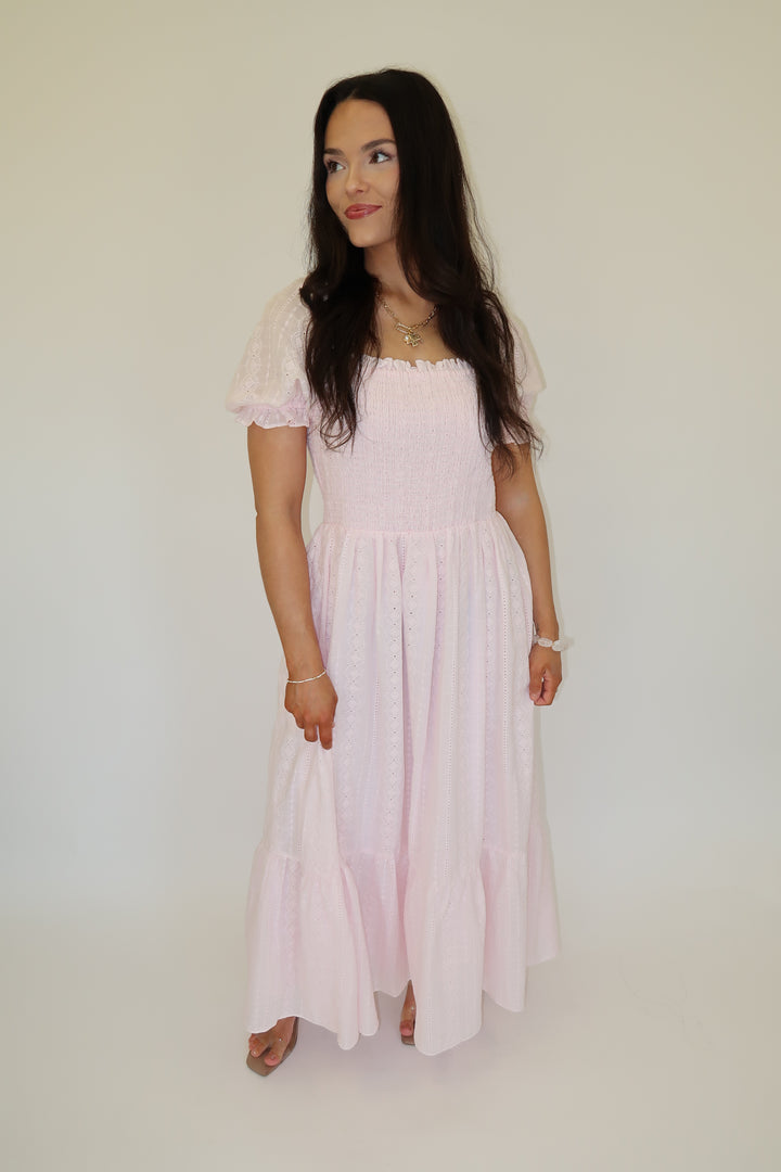 Sweet Eyelet Midi Dress - The Pink Tulip Clothing
