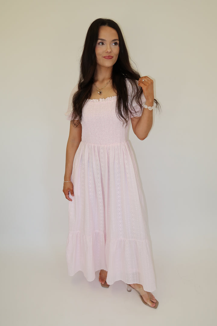 Sweet Eyelet Midi Dress - The Pink Tulip Clothing