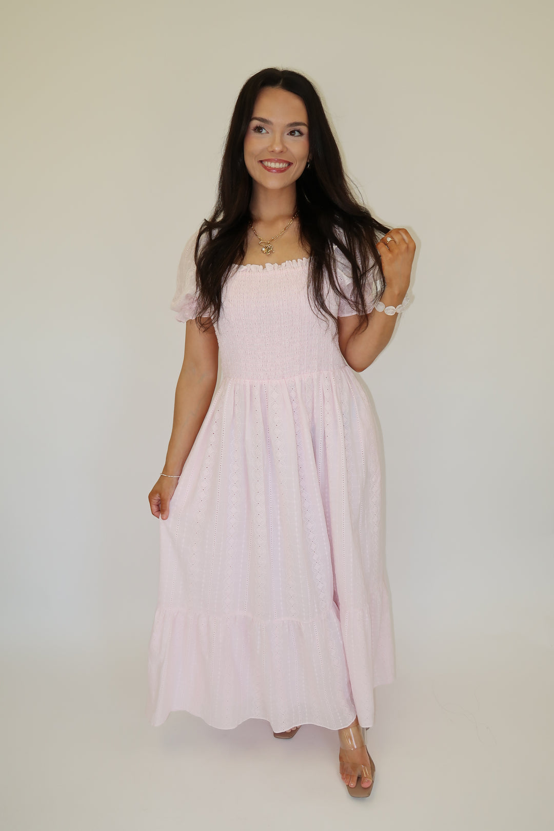 Sweet Eyelet Midi Dress - The Pink Tulip Clothing