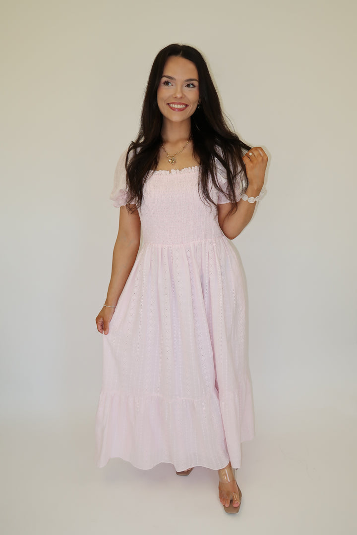 Sweet Eyelet Midi Dress - The Pink Tulip Clothing
