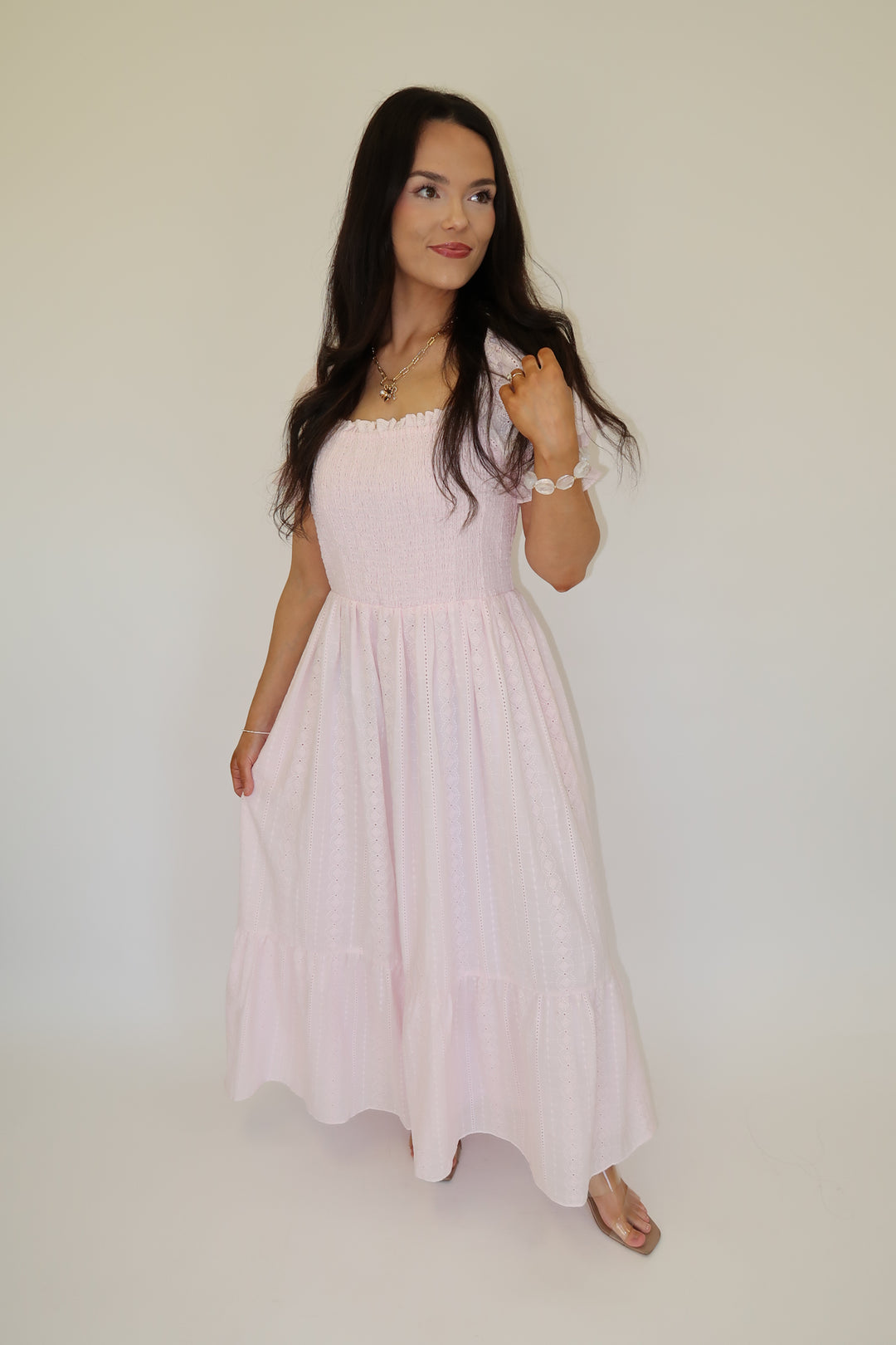 Sweet Eyelet Midi Dress - The Pink Tulip Clothing