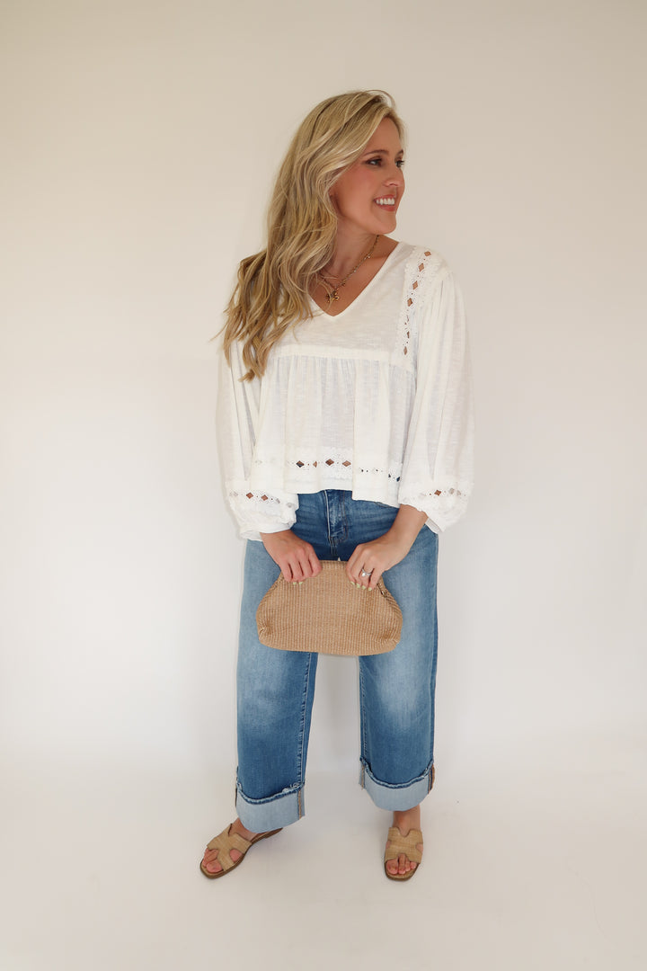 Lovely Lace Trim Top - The Pink Tulip Clothing