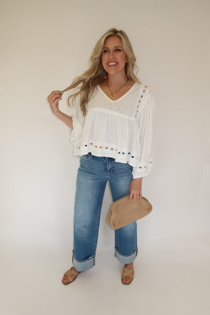 Lovely Lace Trim Top - The Pink Tulip Clothing