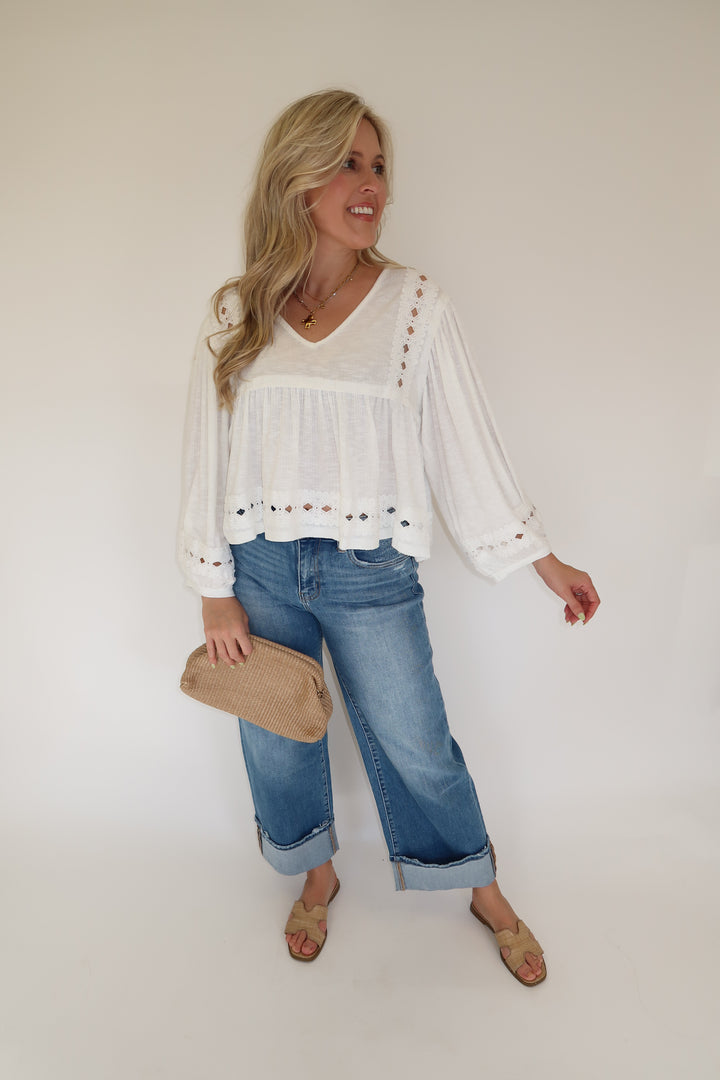 Lovely Lace Trim Top - The Pink Tulip Clothing