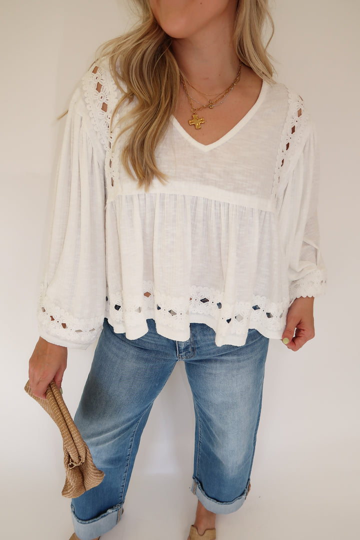 Lovely Lace Trim Top - The Pink Tulip Clothing