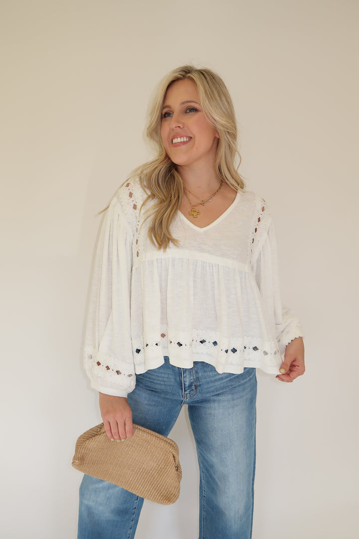 Lovely Lace Trim Top - The Pink Tulip Clothing
