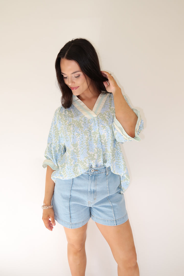 Blue Bloom Top - The Pink Tulip Clothing