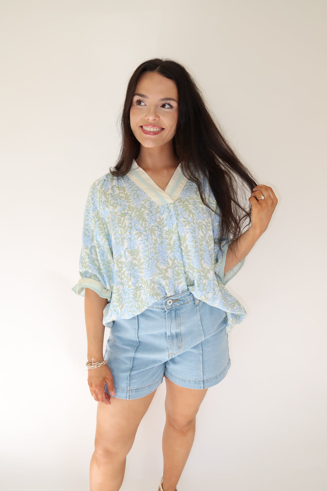 Blue Bloom Top - The Pink Tulip Clothing