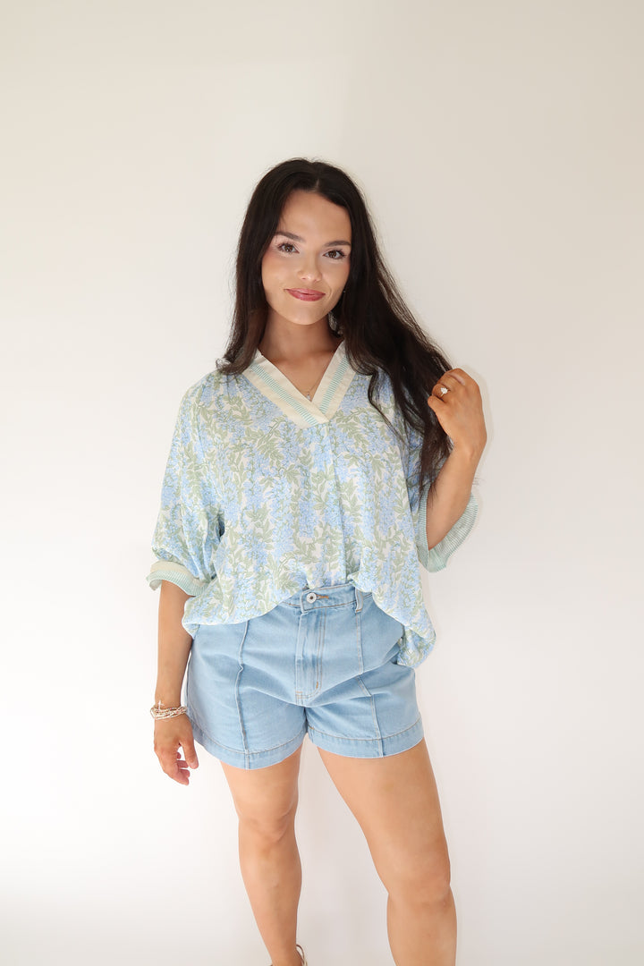 Blue Bloom Top - The Pink Tulip Clothing